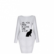 Sukienka bombka z nadrukiem all cat