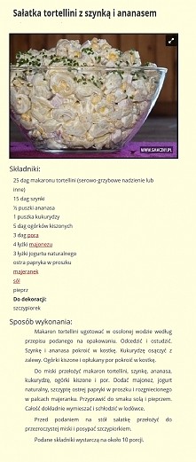 Sałatka tortellini z szynką i ananasem