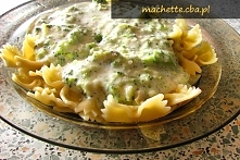 makaron z kremowym sosem brokułowo-serowym. Na stronie przepis i opis wykonania