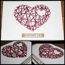 Coś dla ukochanego bądź ukochanej. Wyszywane serce w sercu, kartka formatu A6