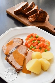 Pieczona szynka na obiad lub na kanapki 

1 kg szynki
1 łyżka octu
1 łyżka musztardy
1 łyżeczka majeranku
1 łyżeczka pieprzu
1 łyżeczka soli
1 łyżeczka słodkiej papryki
szczypta...