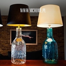 szklana lampa z abażurem