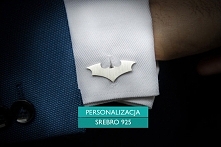 Personalizowane srebrne spinki NIETOPERZ II