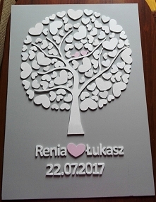 Drzewko szczęścia obraz - idealny prezent ślubny, na rocznicę ślubu, rocznicę związku lub też jako księga gości weselnych na której goście mogą zostawić podpisy bądź odciski pal...