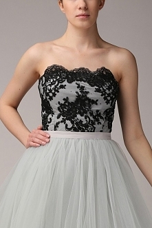 Gorset koronkowy T064 szaro-czarny