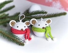 Zestaw 2 bombek na choinkę. Misie