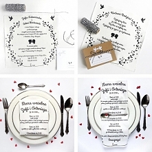 Materiałowe zaproszenia ślubne, chusteczki z podziękowaniem dla rodziców lub świadków, serwetki z menu weselnym - kolekcja "Love"