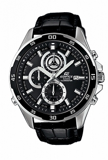 Męski zegarek na skórzanym pasku wodoodporny z czarną tarczą Edifice CASIO EFR-547L-1AV 
Możliwość zakupu, link w komentarzu :)