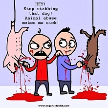 Inspiracja do zatrzymania się i pomyślenia.
Czyż nie ma hipokryzji w tym, że upominamy dzieci gdy krzywdzą kotki czy pieski, podczas gdy sami zasiadamy do stołu, na który zabito...