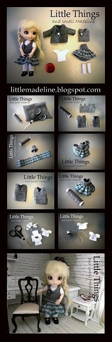 mundurek szkolny dla Little pullip z ciałkiem Obitsu 11cm