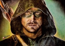 Arrow/Stephen Amell,
praca z 2016 roku,
wykonana kredkami,
ze zdjęcia Stephena znalezionego w internecie