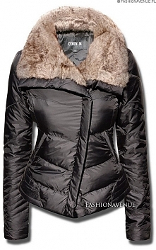 Najmodniejsza Elegancka Mięciutka Lekka Kurtka Damska Puchówka z Futrzanym Kołnierzem Najnowszy Model na Wiosnę Jesień Zimę 2016 / 2017 model #117 Promocja w sklepie FASHIONAVNUE