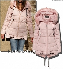 Najmodniejsza Elegancka Kurtka Damska Puchówka Ocieplana Asymetryczna z Futerkiem Hit Najnowszy Model na Wiosnę Jesień Zimę 2016 / 2017 model #118 Promocja w sklepie FASHIONAVNUE