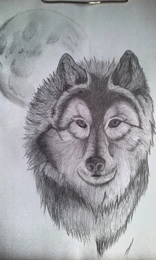 Mój wilk :) Rysowany dosyć ...