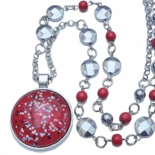 Naszyjnik z malowanym medalionem i hematytem w gartagallery.pl