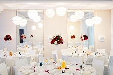 White, cream, red and burgu...