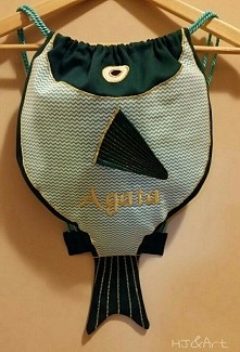 worek, plecak, ryba.