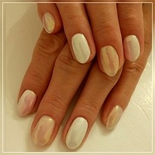bardzo delikatne przedłużenie na formie +hybryda +syrenka Manicure "Monika"