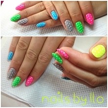 neonowe, kropeczkowe pazurki