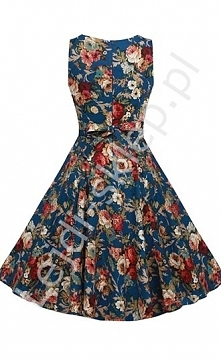 granatowa sukienka w kwiaty