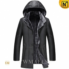 CWMALLS® Custom Mens Shearling Coat with Hood CW836521