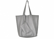 Popielaty worek XXL ze skóry naturalnej