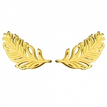Złote kolczyki piórka