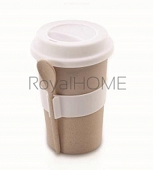 COOK KUBEK DO KAWY Z ŁYŻECZKĄ (KREMOWY)