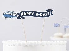 Papierowa ozdoba do torta idealna na urodziny chłopca. Ozdoba z motywem samolotu dostępna na partytajm.com.pl