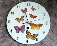 zegar decoupage w motyle ;)