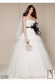 White By Vera Wang Ball Gown With Asymmetrically Draped Bodice Style VW351007