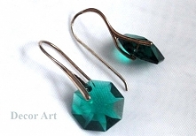 szmaragdowe, swarovski 1,4cm, bigle srebro 925