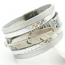 SZEROKA BRANSOLETKA WIELOWARSTWOWA RETRO PIÓRKO
19,99 zł