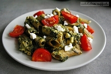 Pełnoziarnisty makaron z kurczakiem, szpinakiem i serem feta :)