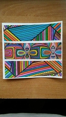 Zrobiłam kolejną kartkę,wykorzystałam do tego wcześniej pokolorowane "kolorowanki dla dorosłych" :)