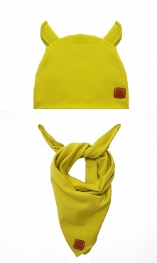 Zestaw czapka i chusta - limonkowy