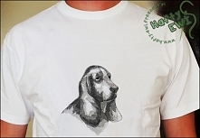 koszulka z haftem psa rasy Basset hound