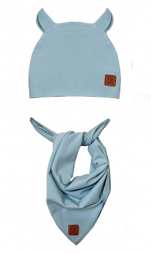 Zestaw czapka i chusta - błękitny