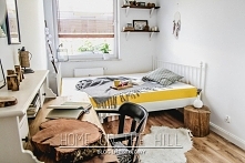 Odsłona sypialni w skandynawskim stylu