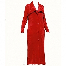 Cieplutki czerwony kardigan midi. Do zakupienia w butiku Łatka fashion.