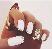 #paznokcie #złoto #biel