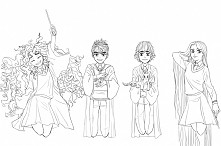 Big Four jako uczniowie Hogwartu.