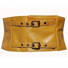 Musztardowy pas gorsetowy. Do zakupienia w butiku Łatka fashion.