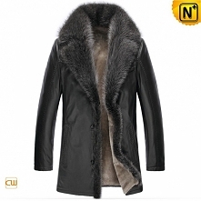 CWMALLS® Black Fur Leather Jacket CW852469