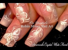 White Flower Nails | DIY French Pink Wedding Nail Art Design Tutorial