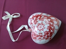 Ręcznie malowane i postarzane serca- zawieszki.