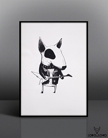 Duża grafika z Bull Terrierem 50x70 cm