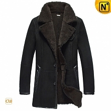 CWMALLS® Black Shearling Trench Coat CW819459