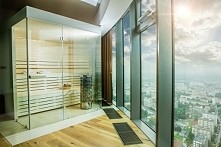 Sauna w sypialni z widokiem na Wrocław...