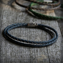 męska bransoletka : SKÓRA : granat